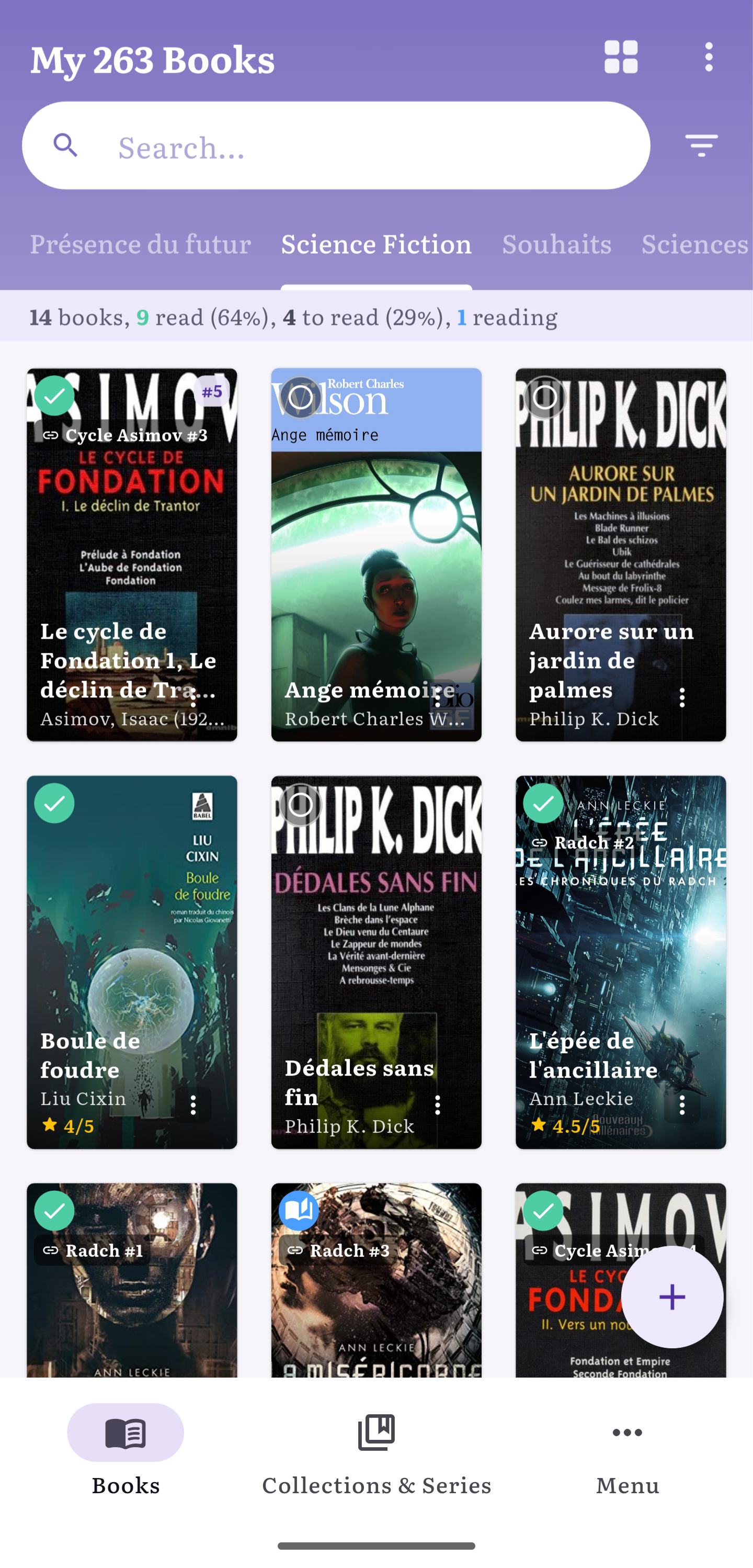 Books Tracker reading calendar showing monthly activity